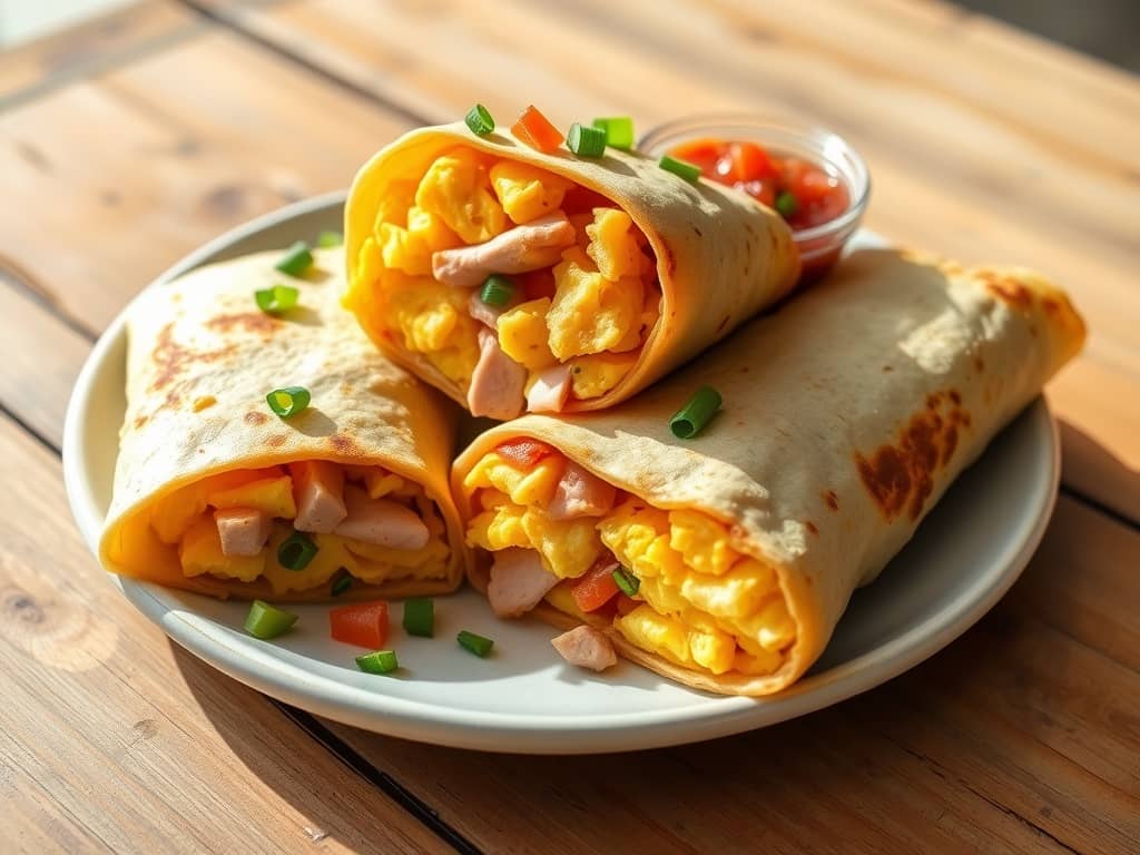 Ham and Cheese Breakfast Burritos Recipe