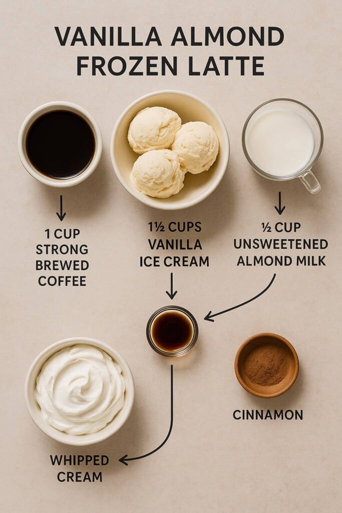 Vanilla Almond Frozen Latte - Ingredients