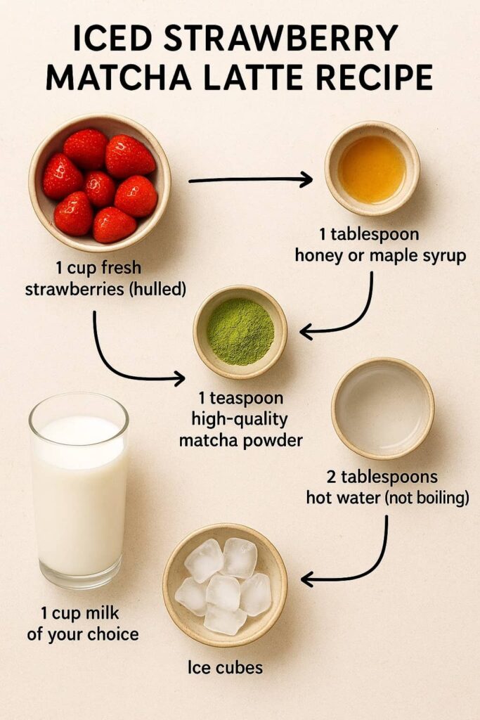 Iced Strawberry Matcha Latte - Ingredients
