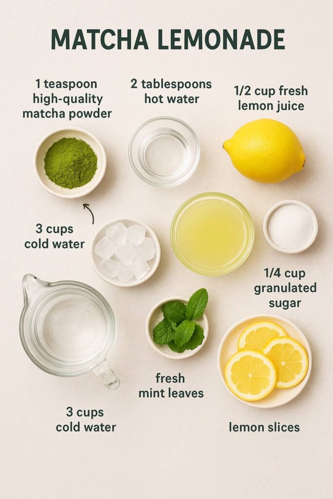 Matcha Lemonade - Ingredients