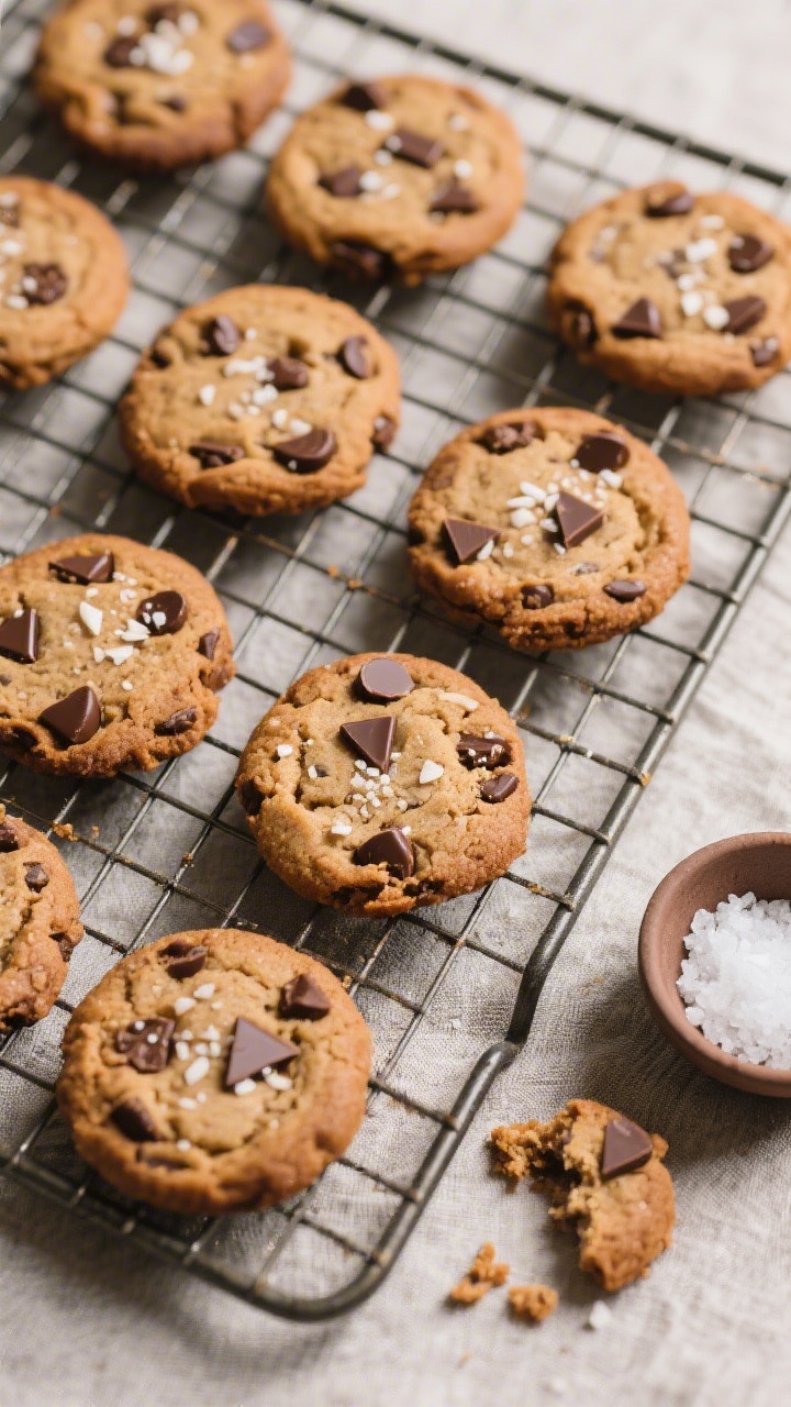 Tasty top view: Overhead shot of a cooling rack filled with finished brown butter sourdough chocolat