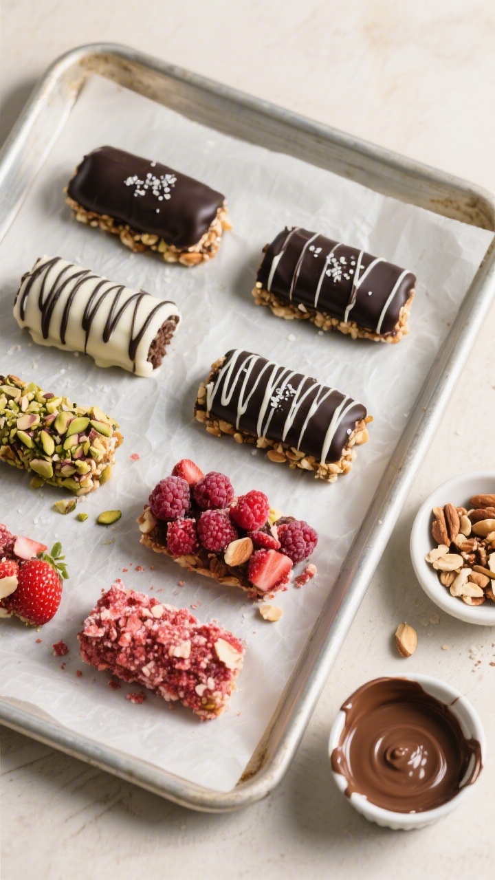 Tasty top view: Overhead shot of a parchment-lined baking sheet filled with finished variations—cl