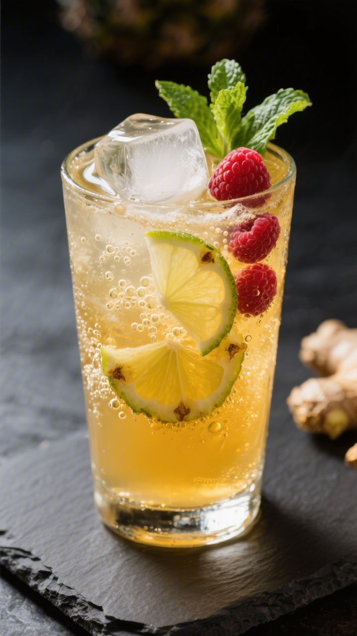 Variation highlight close-up: A “Spicy Ginger” version served in a highball glass, close-cropped