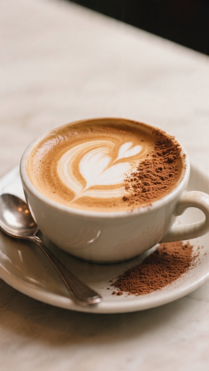 Final dish presentation: Restaurant-quality portrait of the Red Maple Cinnamon Mocha served latte-st